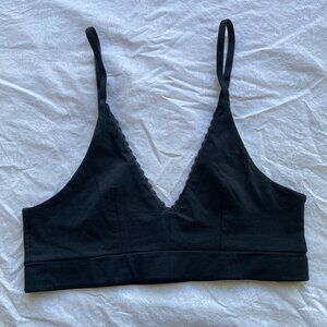 PACT Organic Cotton Wireless Pullover Bra Bralette Black Sz L
